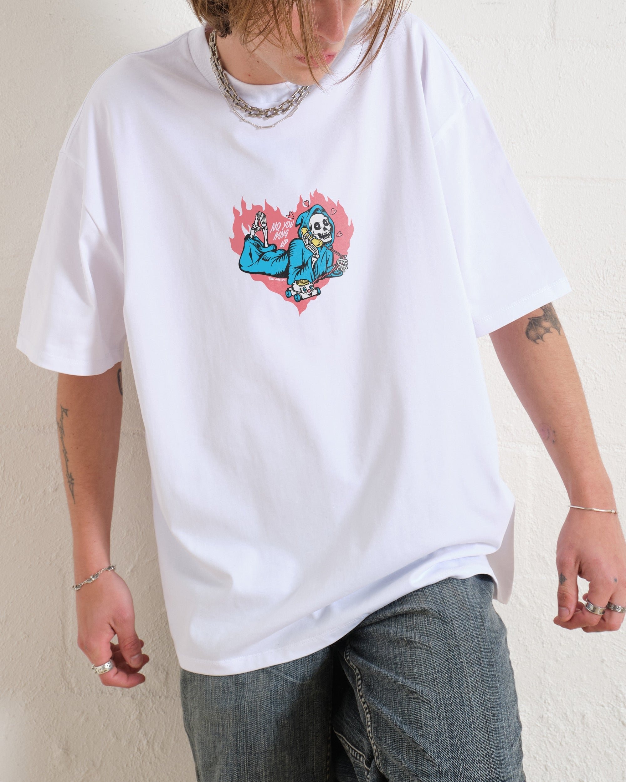 No You Hang Up Oversized Graphic Tee Unisex 90s Boxy Fit 100% Combed Cotton