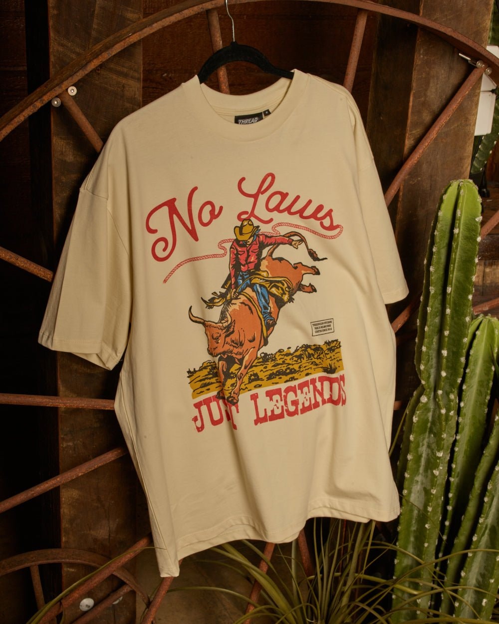 No Laws Oversized Graphic Tee - Unisex 90s Boxy Fit Heavyweight 100% Combed Cotton