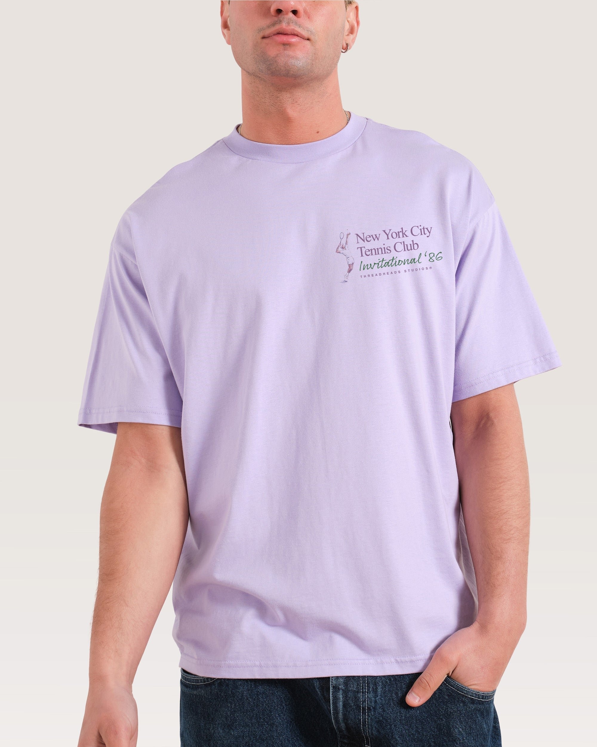 NYC Tennis Club Oversized Graphic Tee - Unisex 90s Boxy Fit 100% Combed Cotton
