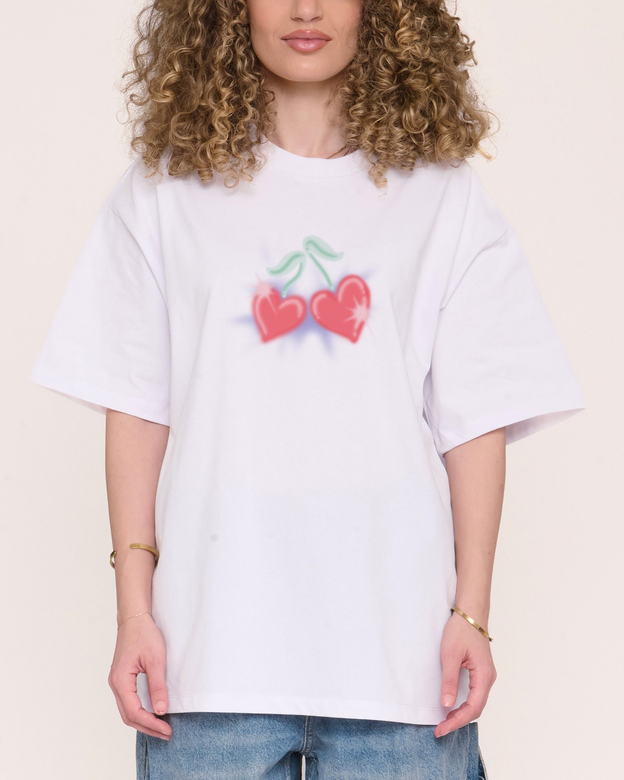 Love Cherry Oversized Graphic Tee - Threadheads Unisex 90s Boxy Fit 100% Combed Cotton