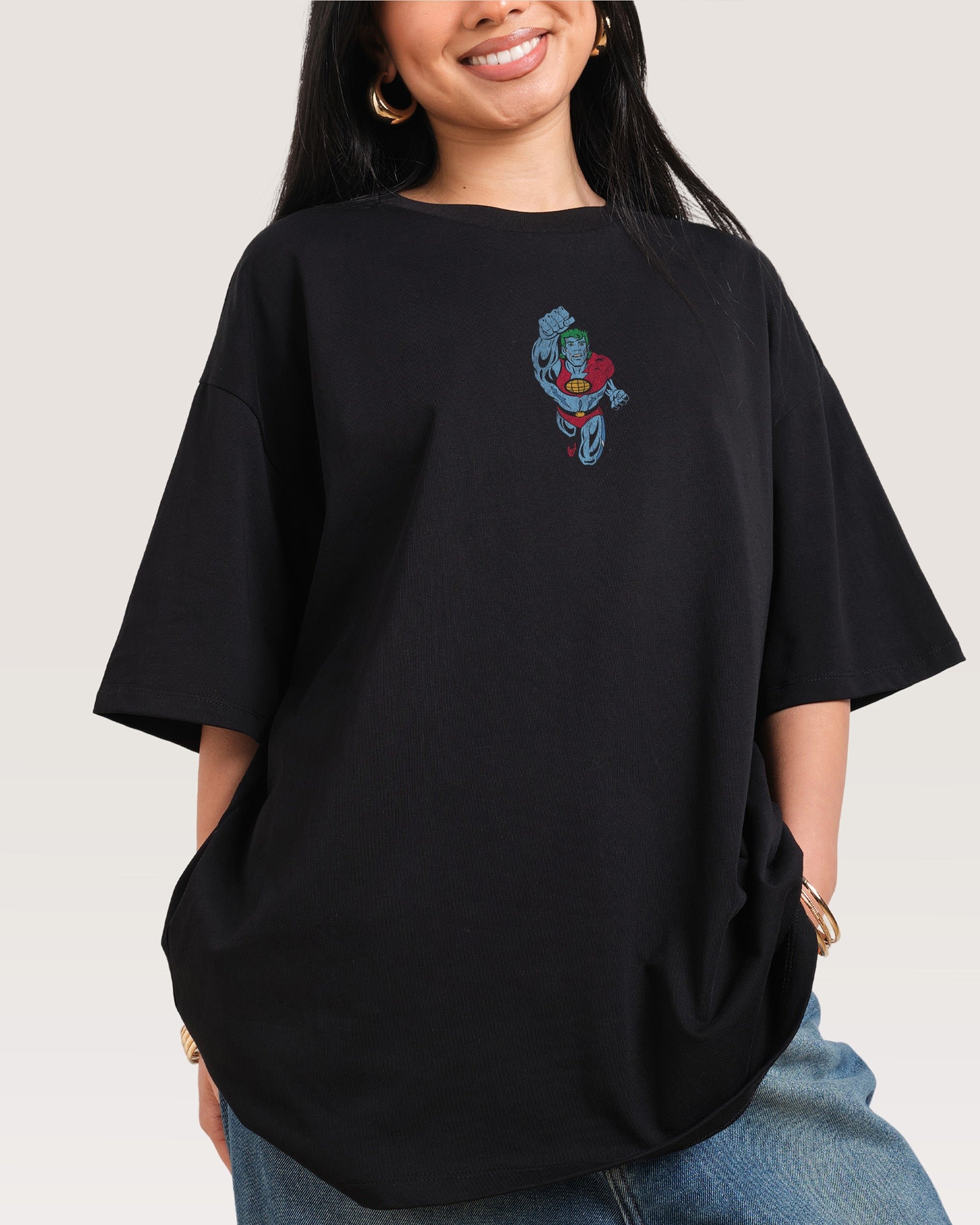Captain Planet The Power Is Yours Oversized Graphic T-Shirt Unisex 100% Combed Cotton