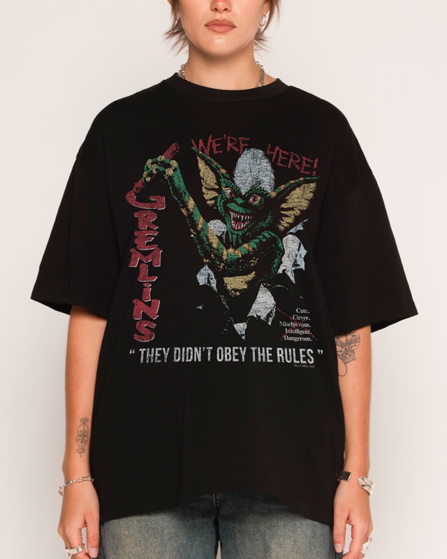 We're Here Oversized Graphic Tee - Gremlins Collab Unisex 100% Combed Cotton