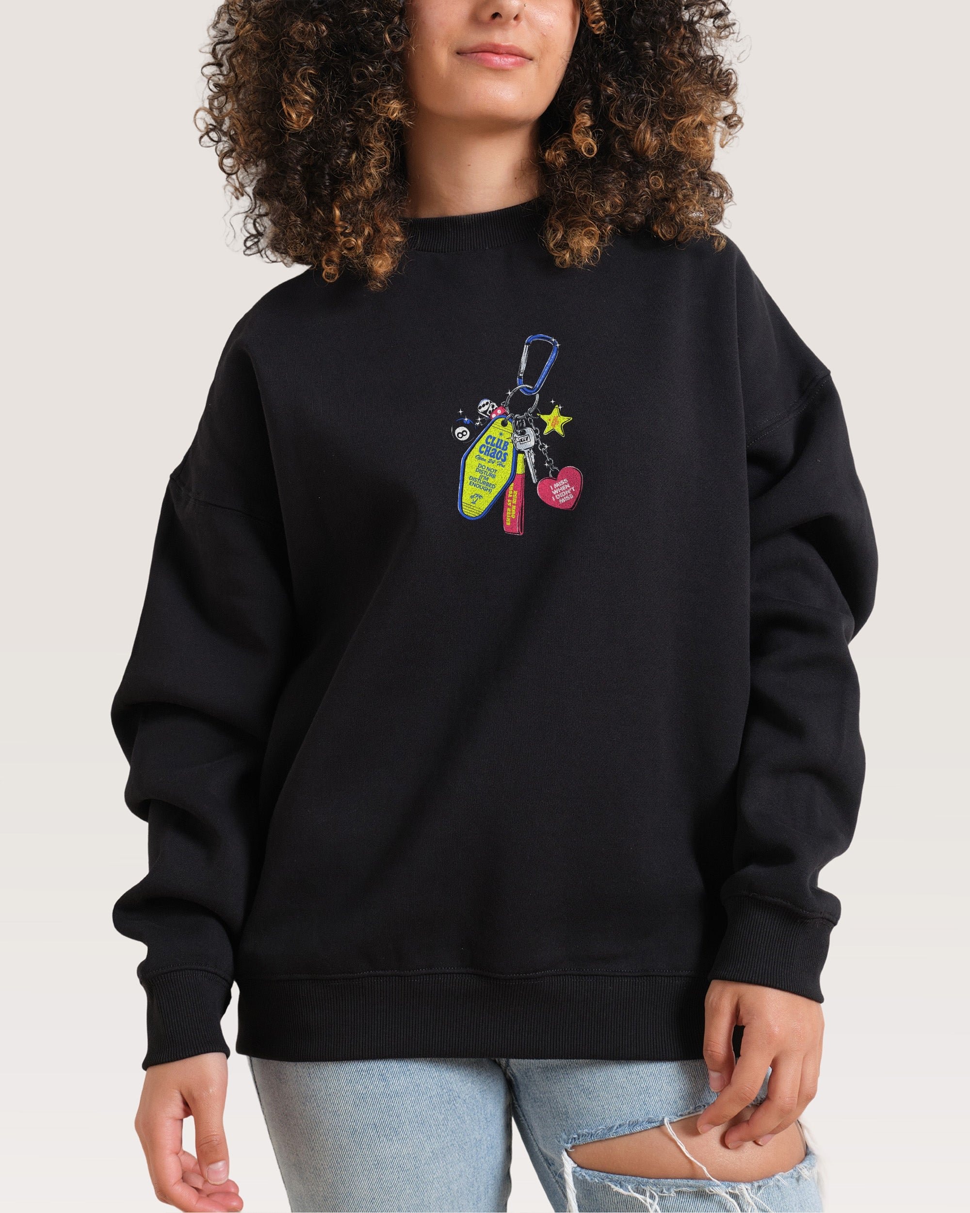 Club Chaos Key Chain Unisex Sweatshirt - 340gsm Cotton Polyester Graphic Print