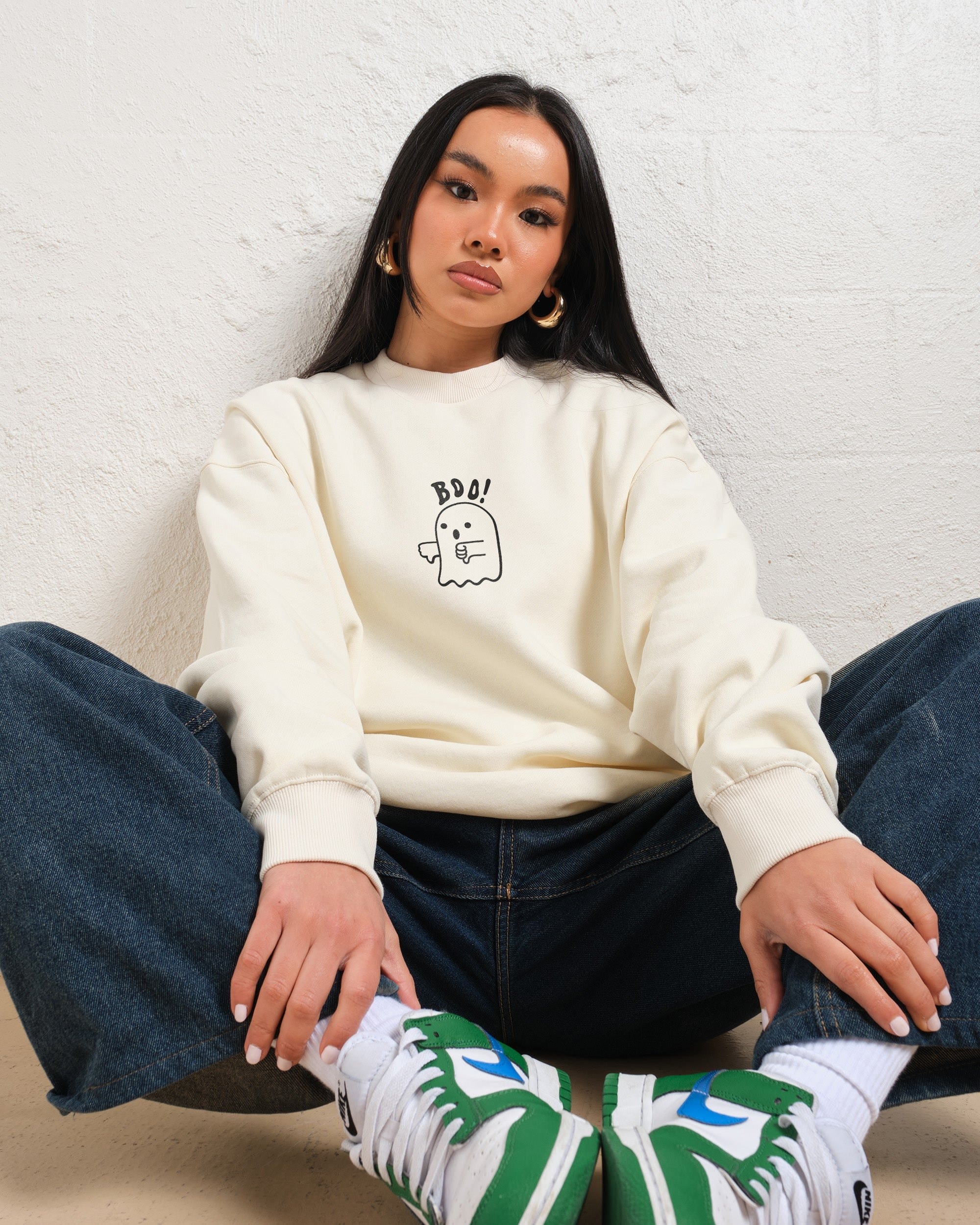 Boo Ghost Unisex Sweatshirt - Premium 340gsm Cotton-Polyester Graphic Print