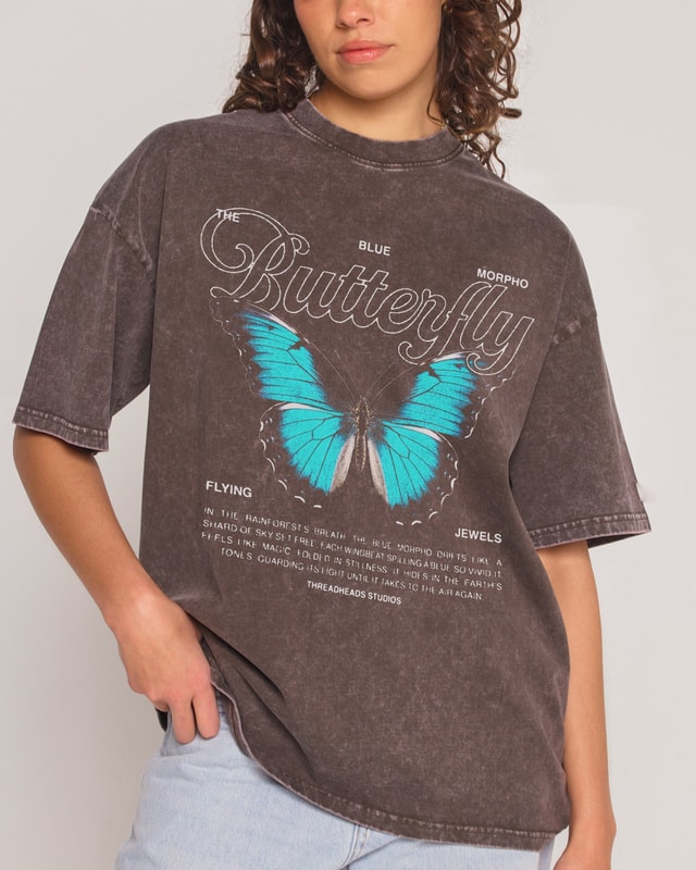 Flying Jewels Oversized Graphic Tee - Unisex 90s Boxy Fit 100% Combed Cotton