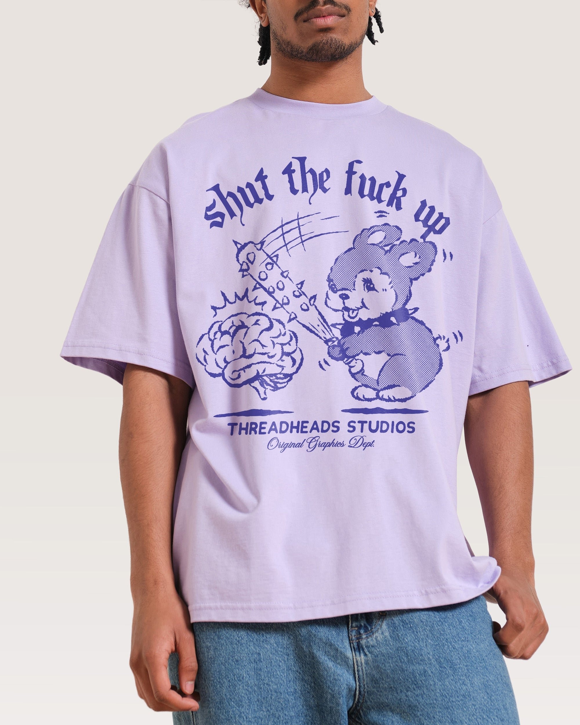 Shut the F Up Oversized Graphic Tee - Unisex 90s Boxy Fit 100% Combed Cotton