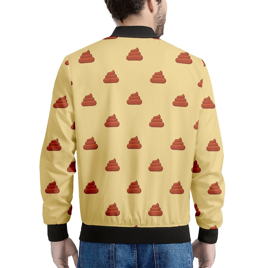 Brown Poop Pattern Print Men's Bomber Jacket - Premium Polyester Blend