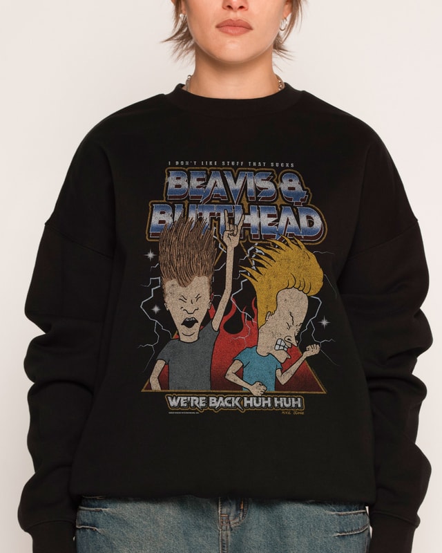 Heh Heh Metalheads Beavis and Butt-Head Unisex Sweatshirt 340gsm Cotton-Poly Blend