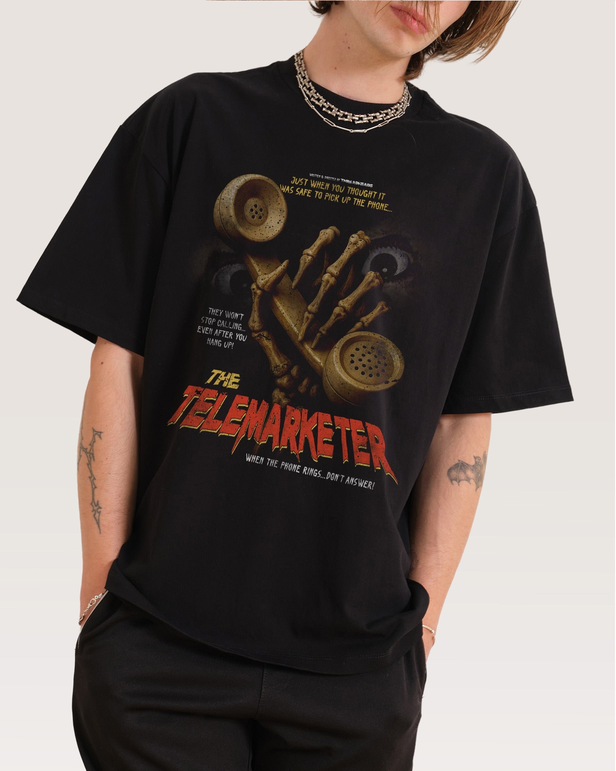 Threadheads Telemarketer Oversized Graphic Tee - 90s Boxy Fit Unisex Cotton T-Shirt
