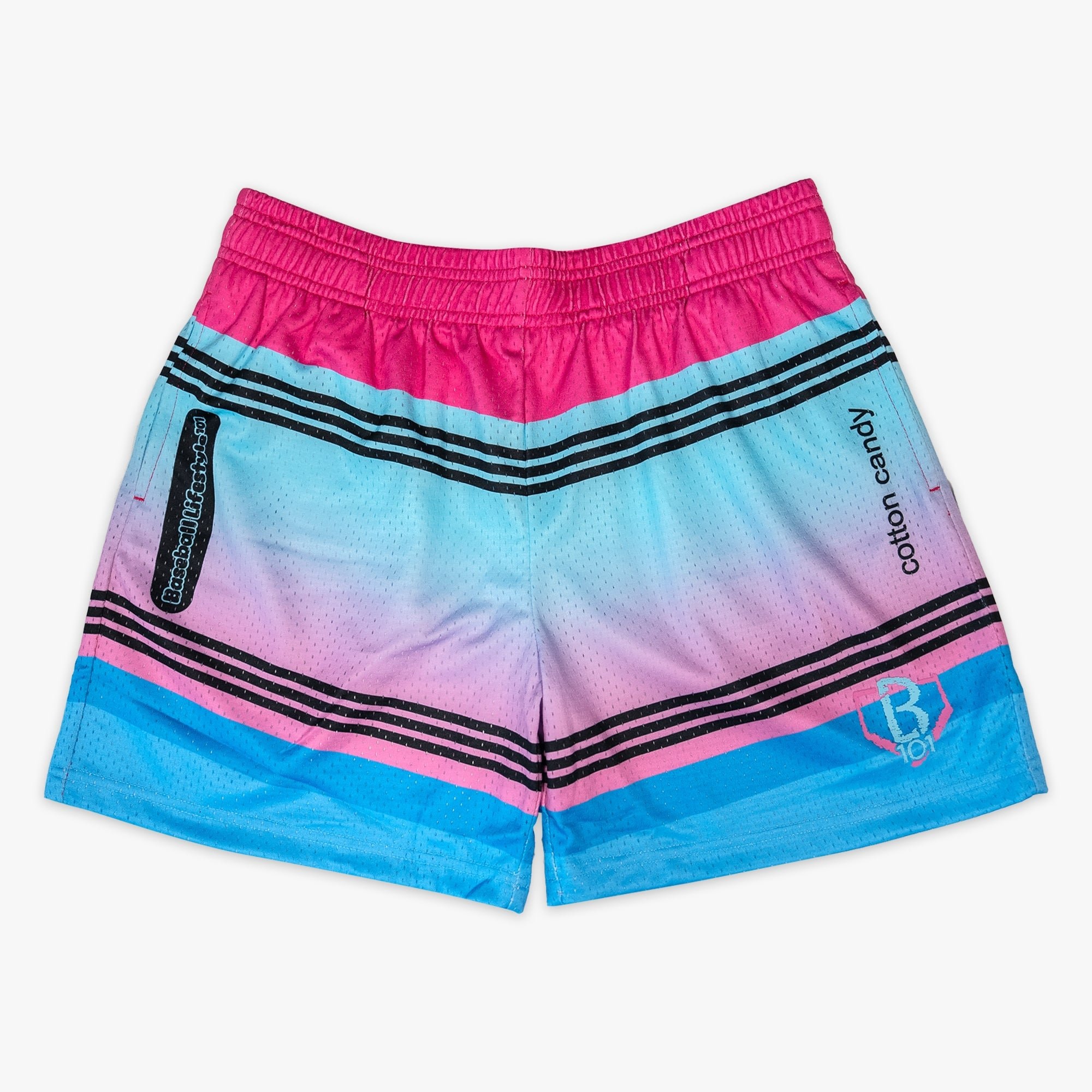 Crayon Shorts - Cotton Candy Gradient Mesh Athletic Shorts with Pockets