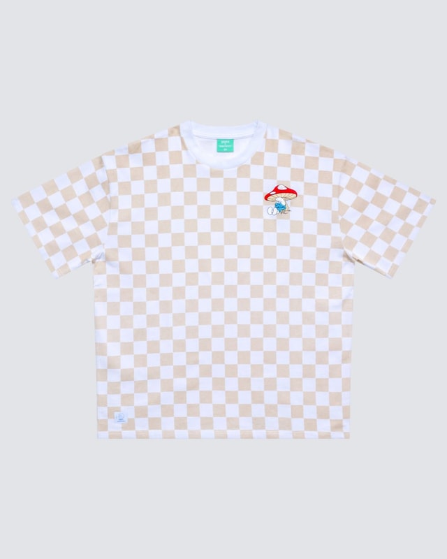Smurf Check Oversized Graphic Tee - Unisex 90s Boxy Fit 100% Combed Cotton