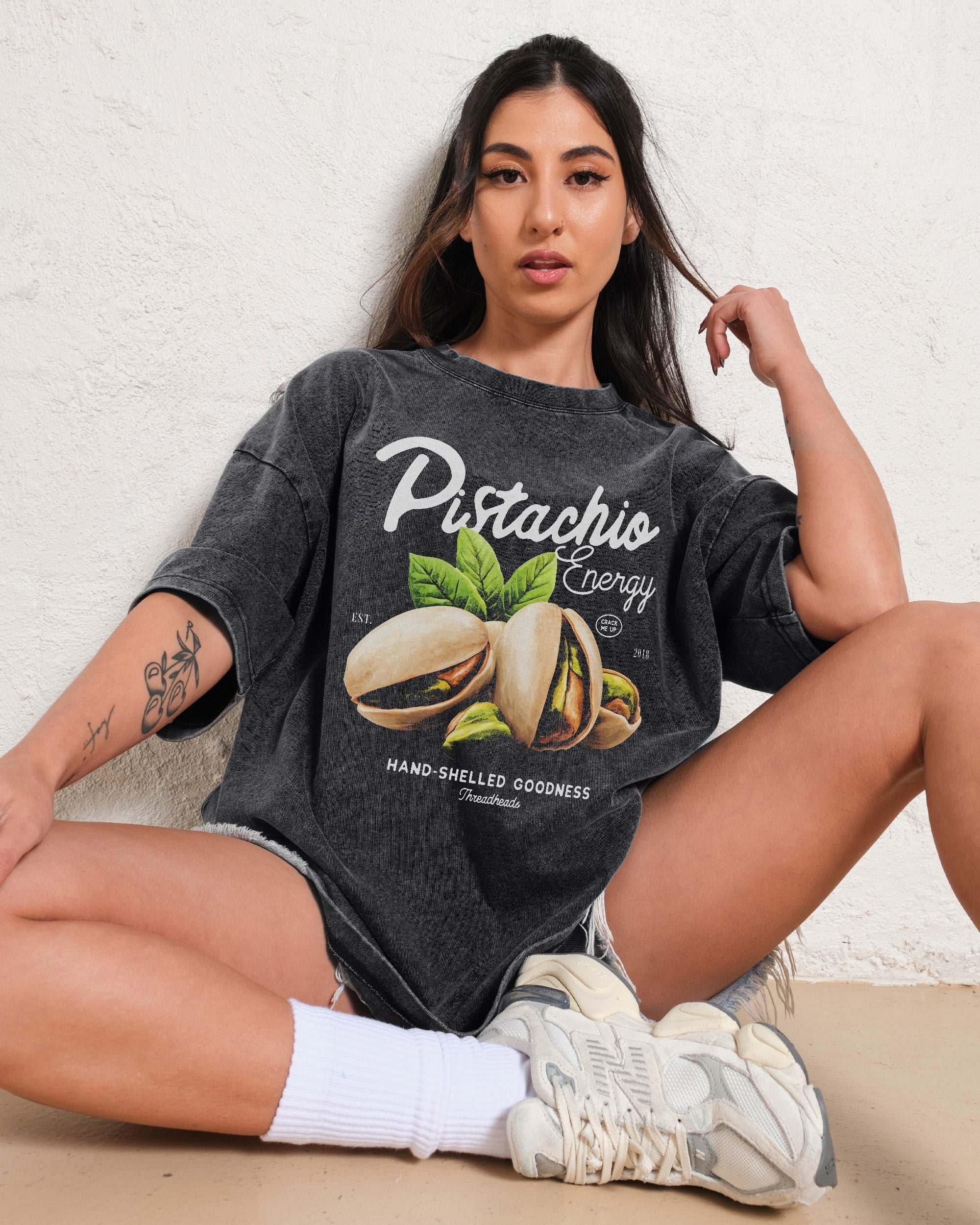Pistachio Energy Oversized Graphic Tee - Threadheads 100% Combed Cotton Unisex