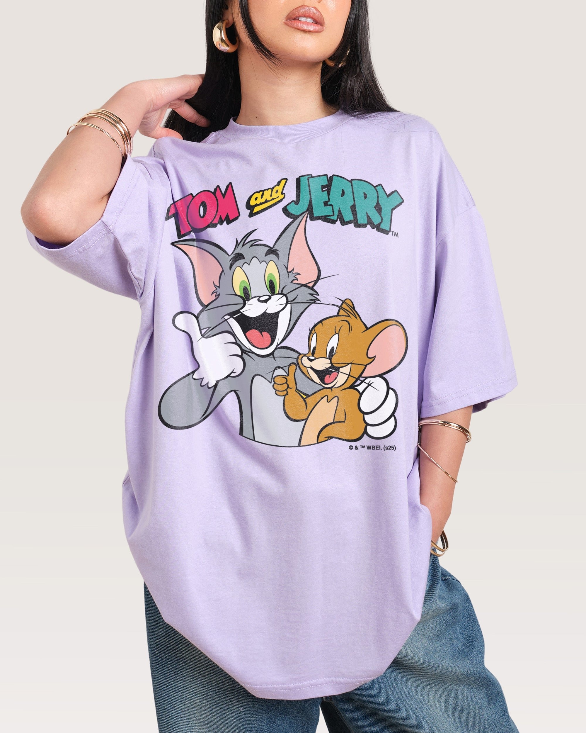 Troublemakers Oversized Tom and Jerry Graphic Tee - Unisex 90s Boxy Fit 100% Cotton