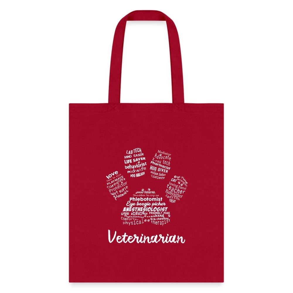 Veterinarian Pawprint Cotton Tote Bag - Vet Tech Student Receptionist Gift