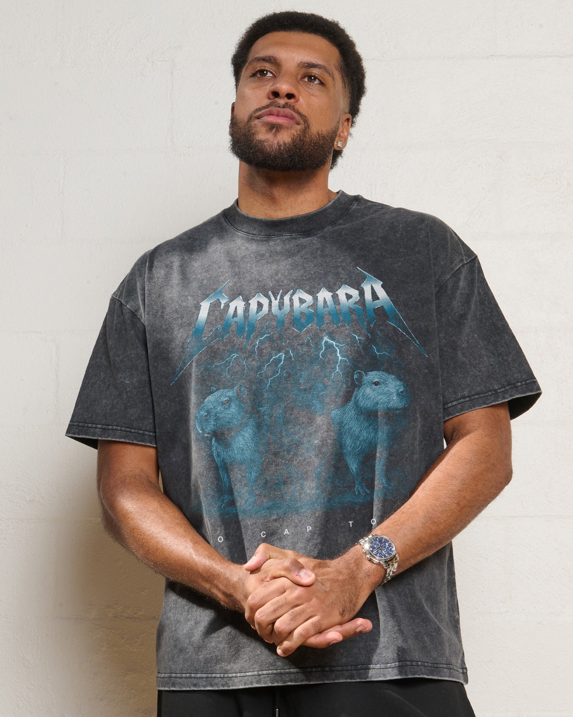 Capybara No Cap Tour Oversized Graphic T-Shirt Unisex 100% Combed Cotton