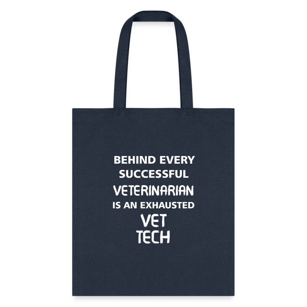 Vet Tech Exhausted Cotton Tote Bag - Humorous Veterinary Graphic Print