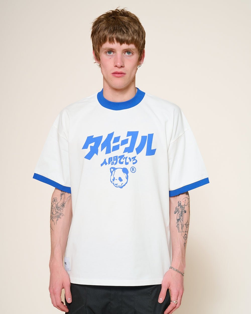 Logo JP Ringer Tee - 100% Combed Cotton Boxy Oversized Unisex T-Shirt