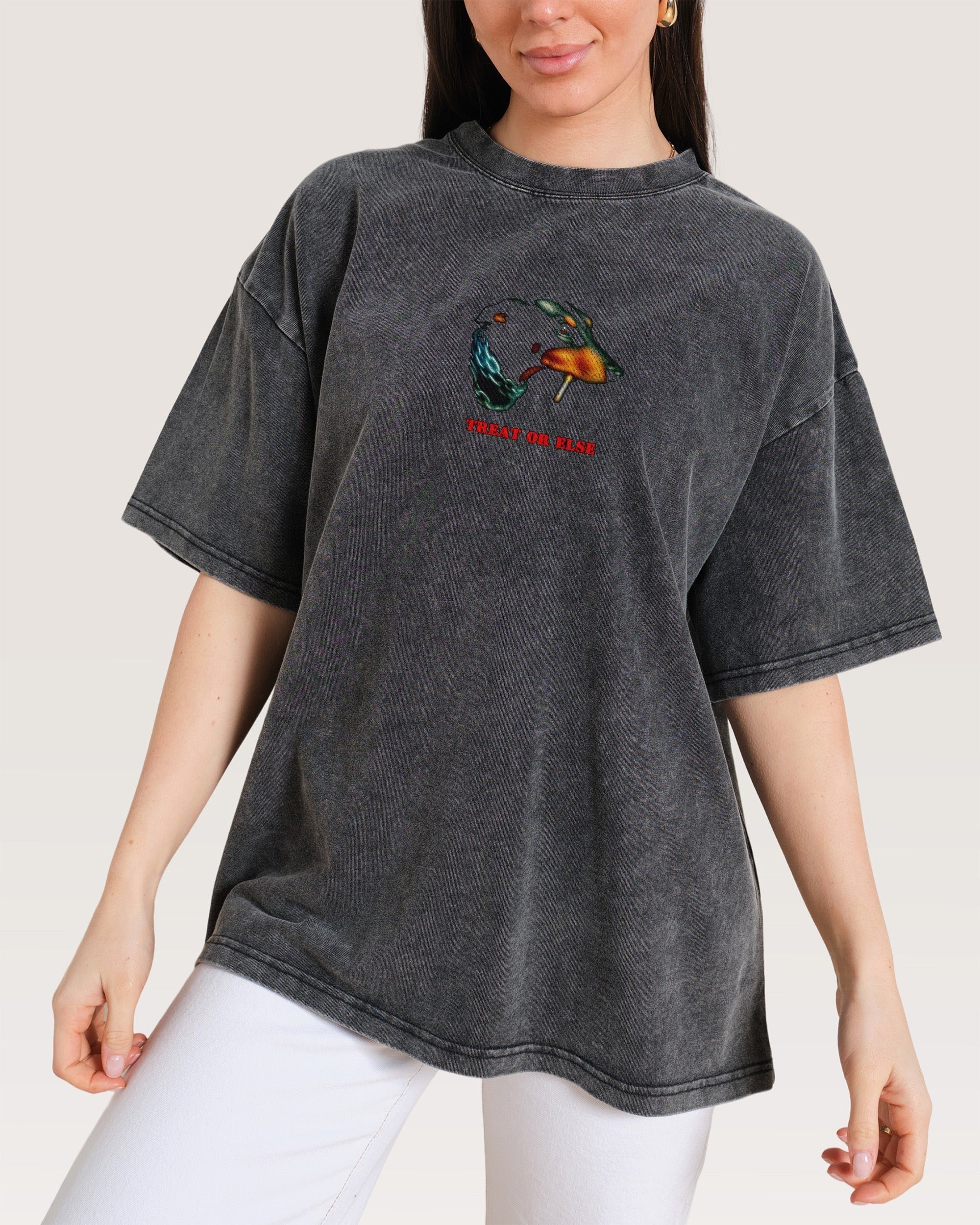 Treat or Else Oversized Graphic Tee - Threadheads Unisex 90s Boxy Fit Cotton T-Shirt