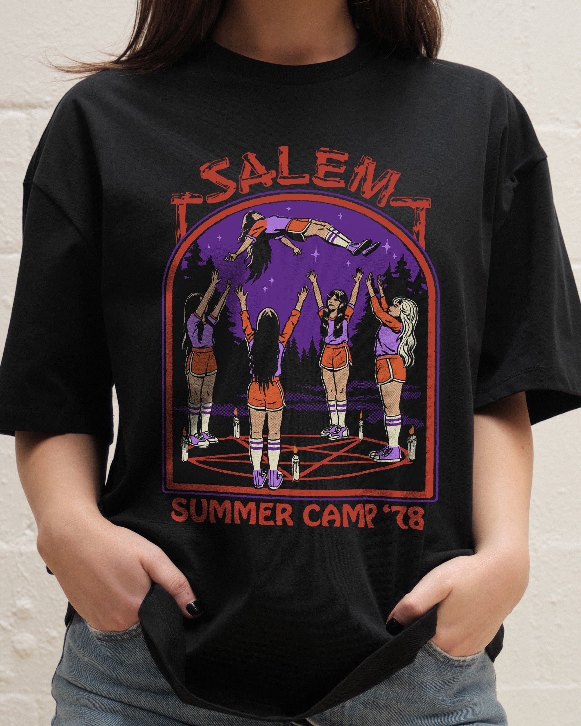 Salem Summer Camp Oversized Graphic Tee Unisex 90s Boxy Fit 100% Combed Cotton