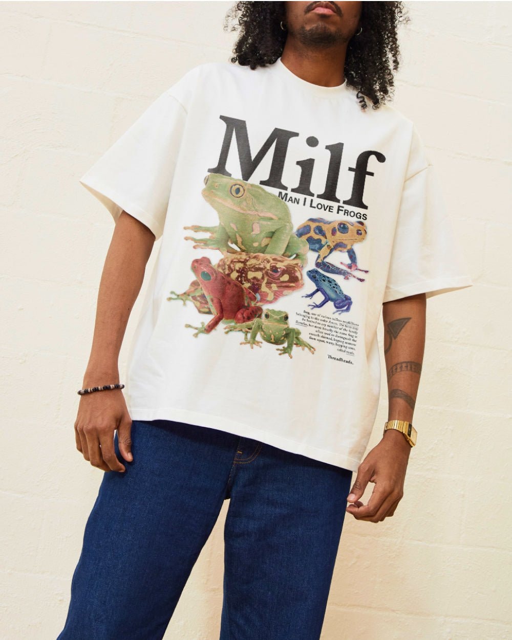 Man I Love Frogs Oversized Graphic Tee Unisex 90s Boxy Fit 100% Combed Cotton