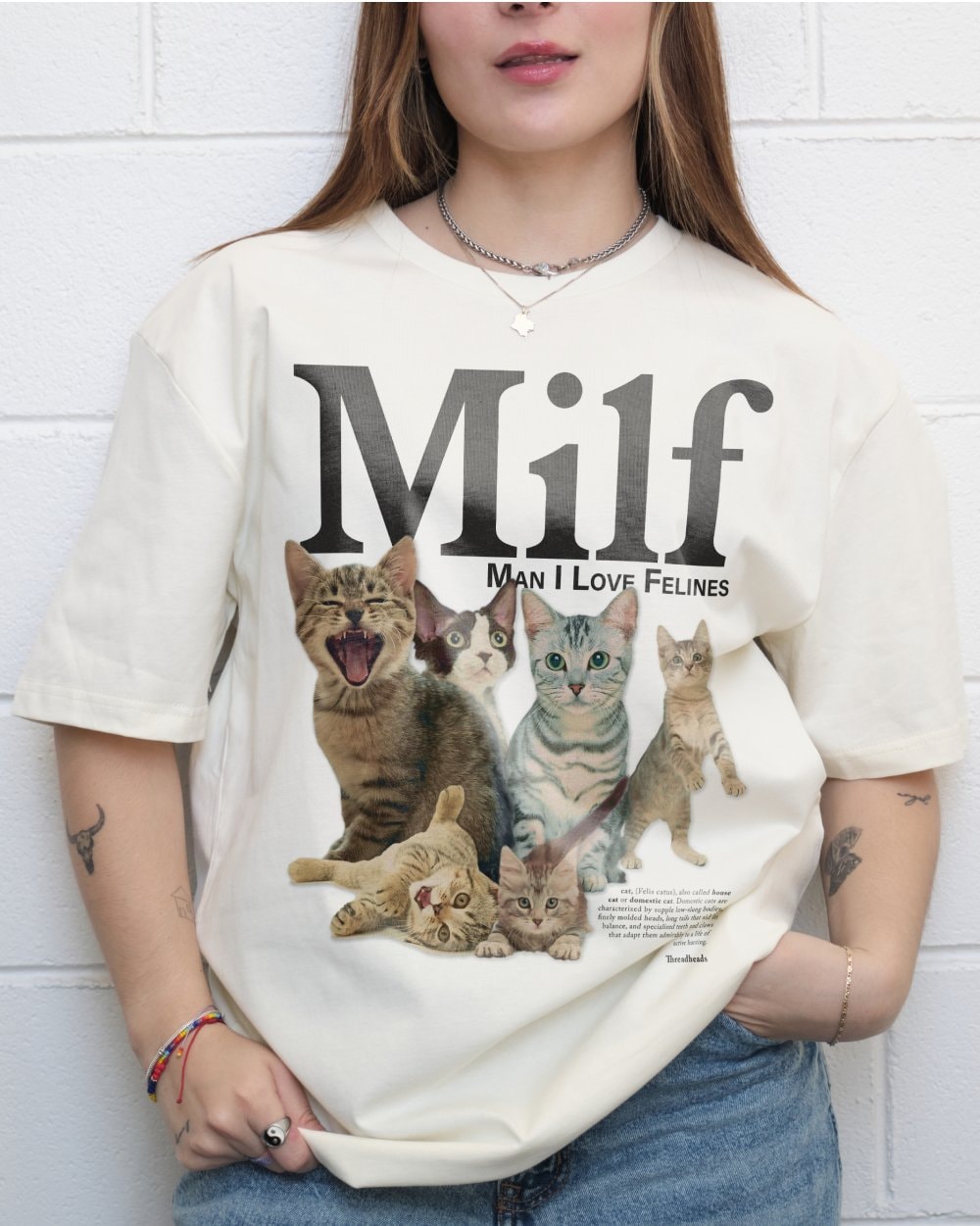 Man I Love Felines Oversized Graphic Tee Unisex 90s Boxy Fit 100% Combed Cotton