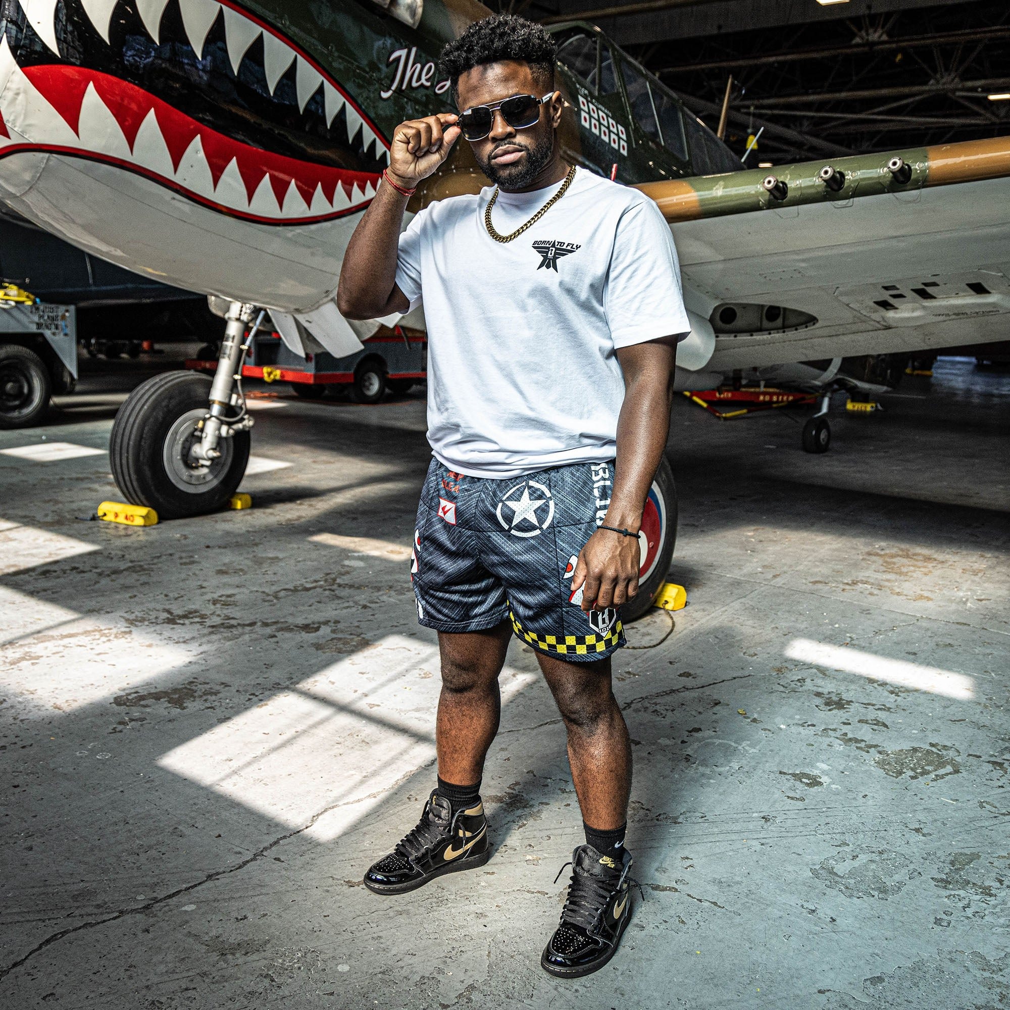 Unit 101 Mesh Shorts - Shark Teeth Graphics, Checkered Pattern, 5" Inseam