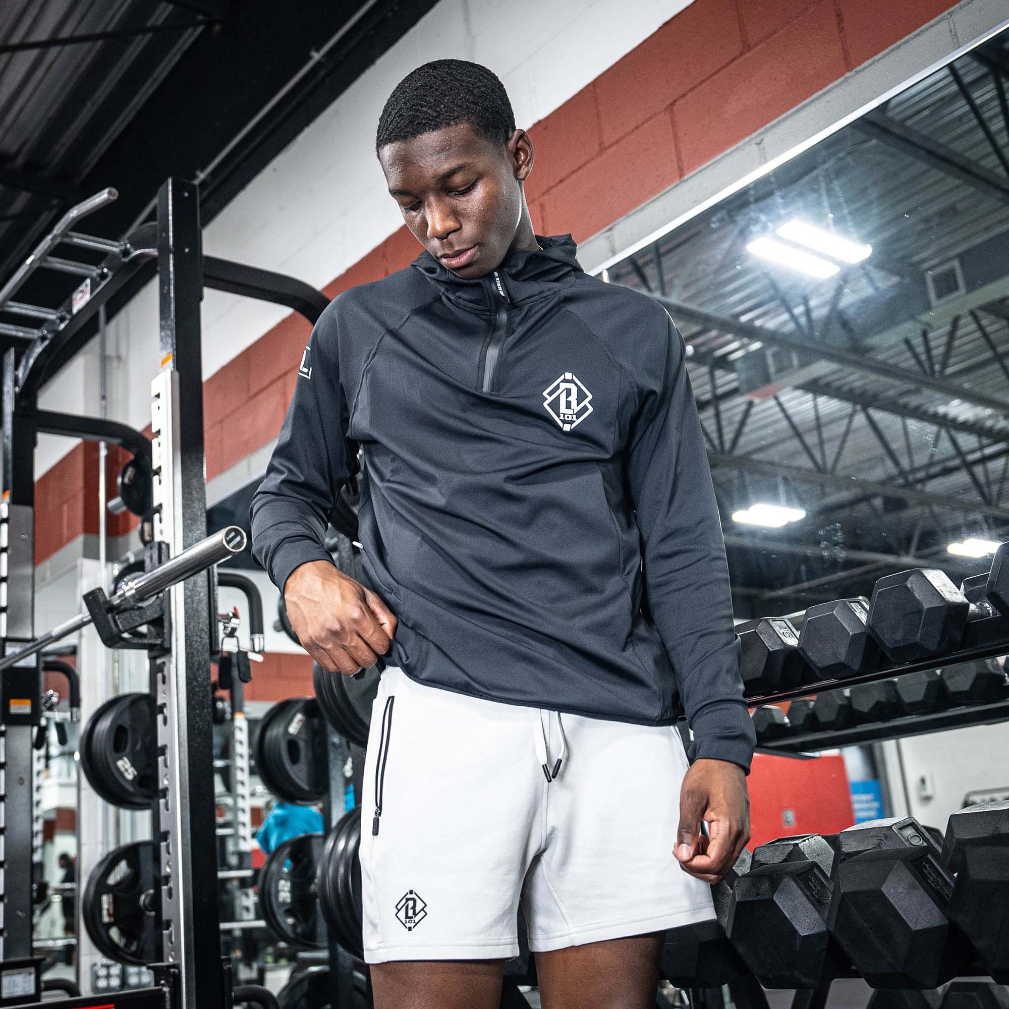 Diamond Relaxed Fit Sweatshorts - Light Gray/Black