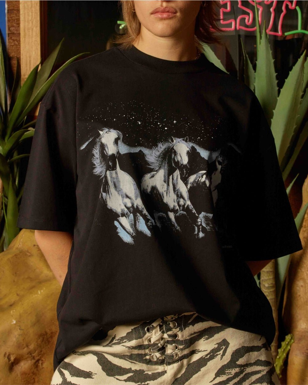 Midnight Rider Oversized Graphic Tee - Unisex 90s Boxy Fit 100% Combed Cotton