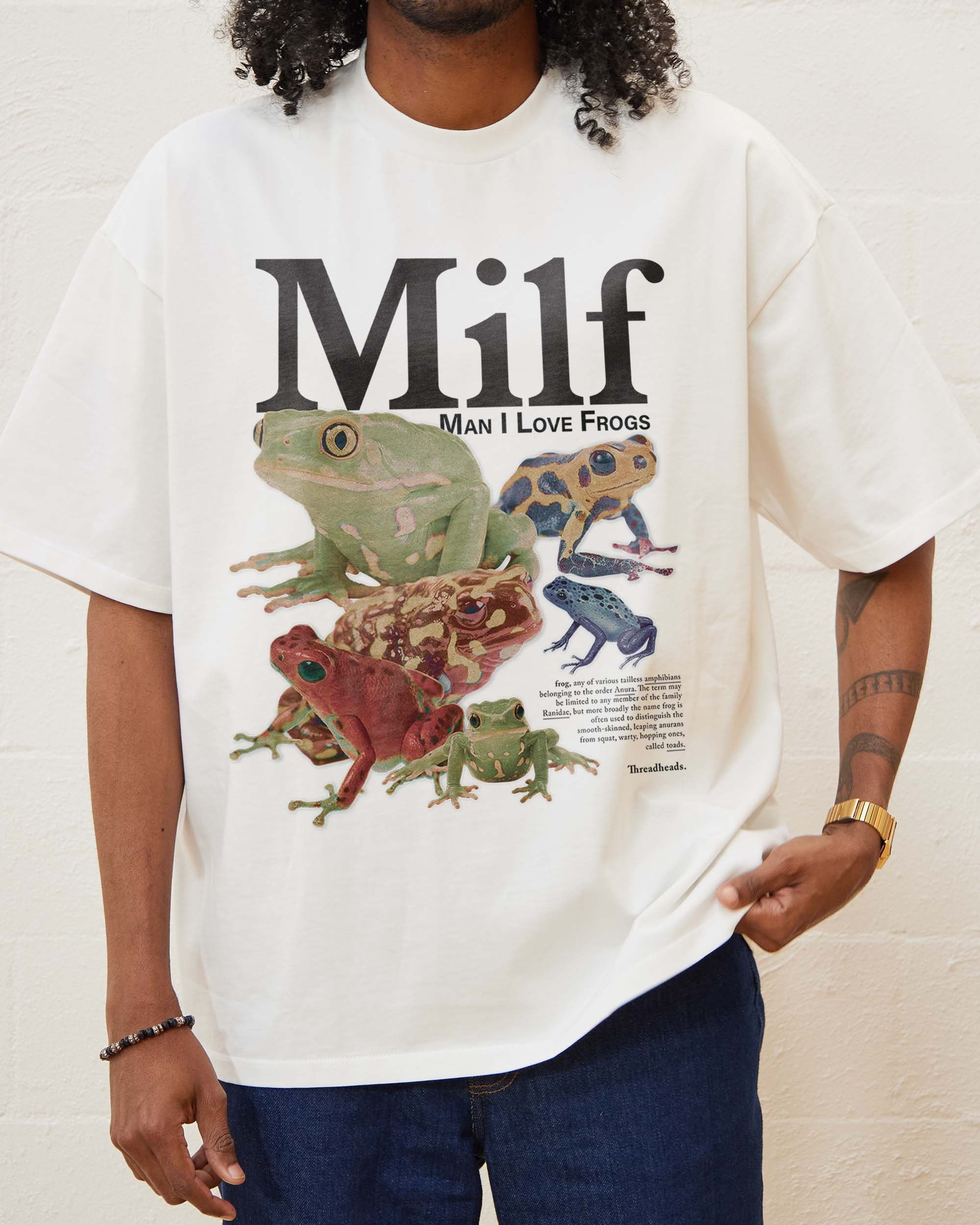 Man I Love Frogs Oversized Graphic Tee Unisex 90s Boxy Fit 100% Combed Cotton