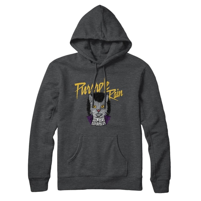 Purrrple Rain Unisex Pullover Hoodie - Cotton Polyester, Loose Fit, Kangaroo Pocket