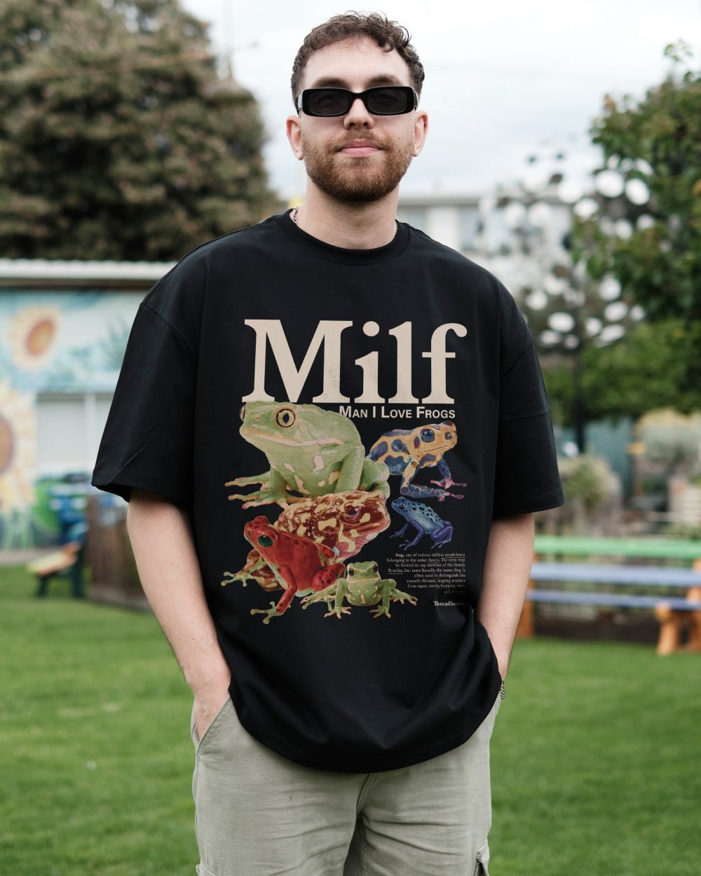 Man I Love Frogs Oversized Graphic Tee Unisex 90s Boxy Fit 100% Combed Cotton