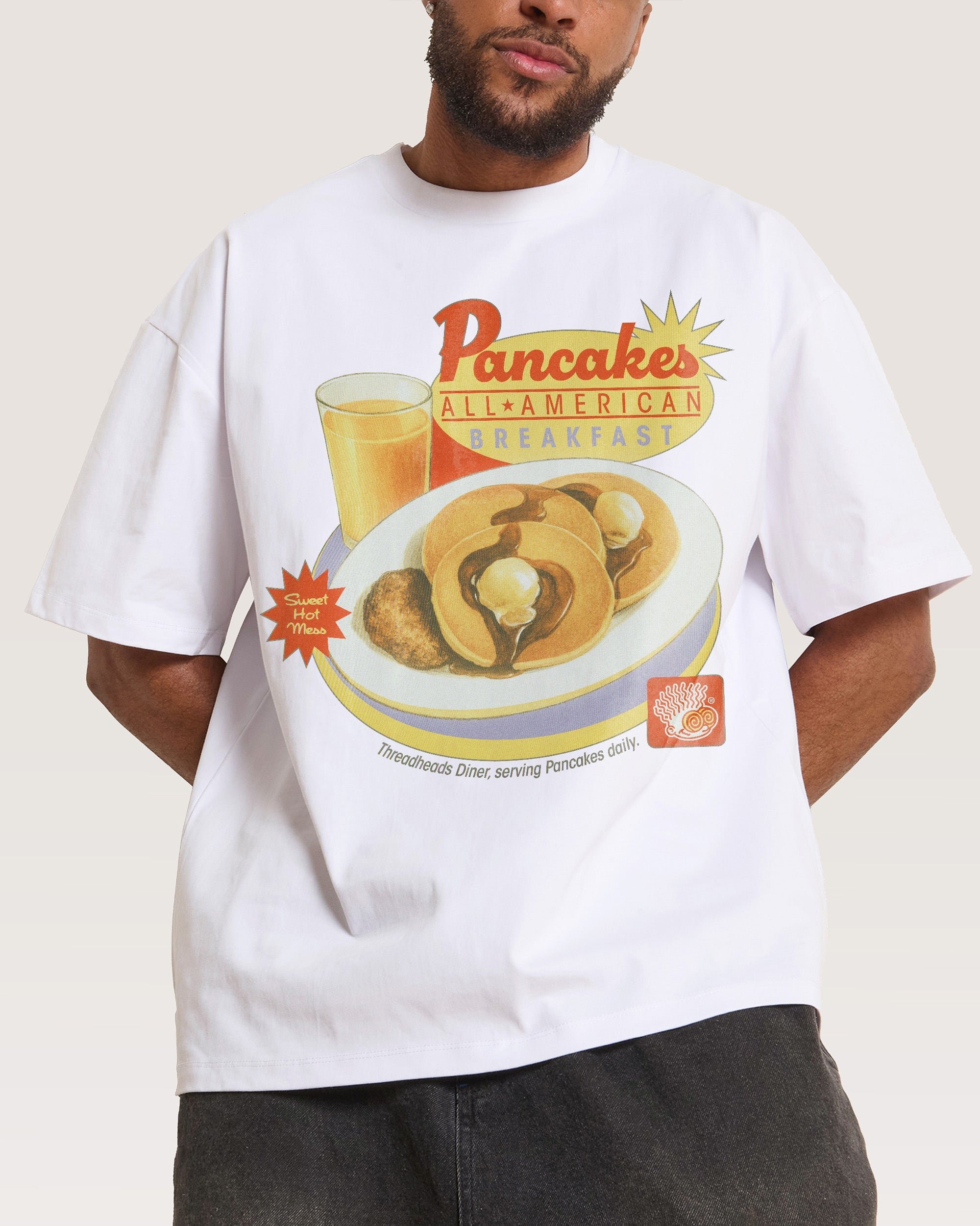 Pancakes Oversized Graphic T-Shirt Unisex - Premium 100% Combed Cotton Heavyweight Tee