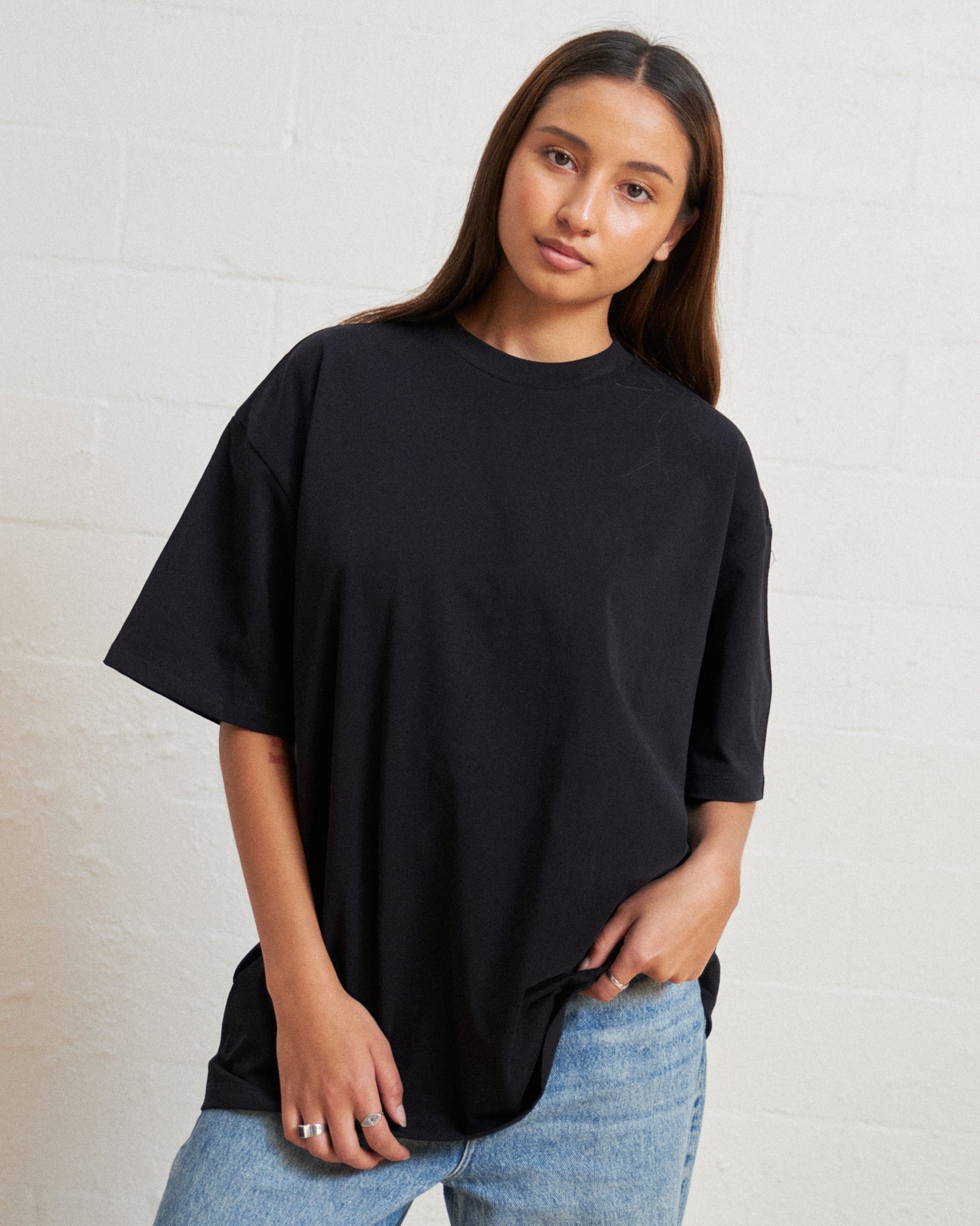 Oversized Tee 4 Pack Unisex Black Charcoal Natural White 100% Cotton