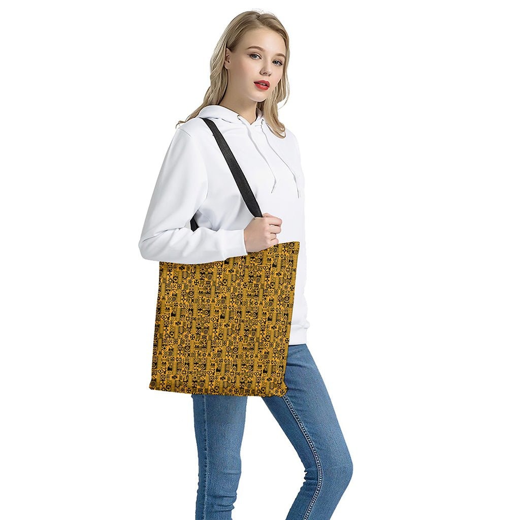 West African Adinkra Tribe Symbols Tote Bag - Polyester Double-Sided Print