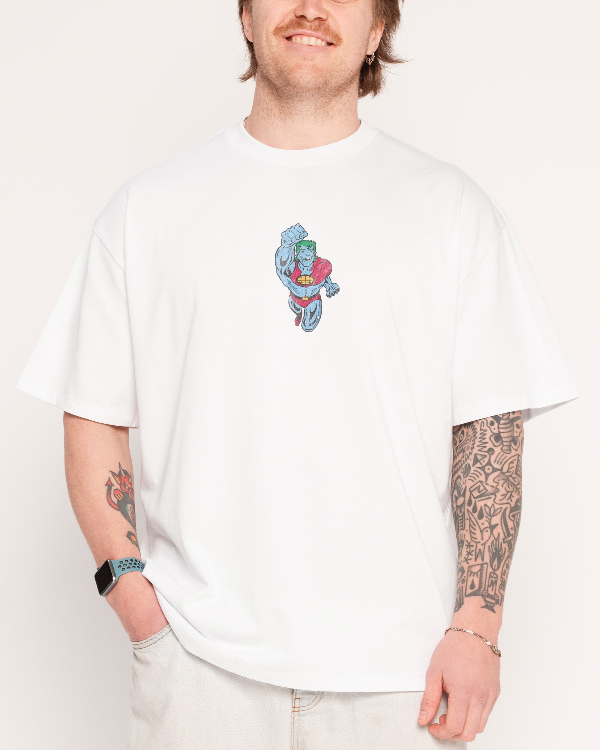 Captain Planet The Power Is Yours Oversized Graphic T-Shirt Unisex 100% Combed Cotton