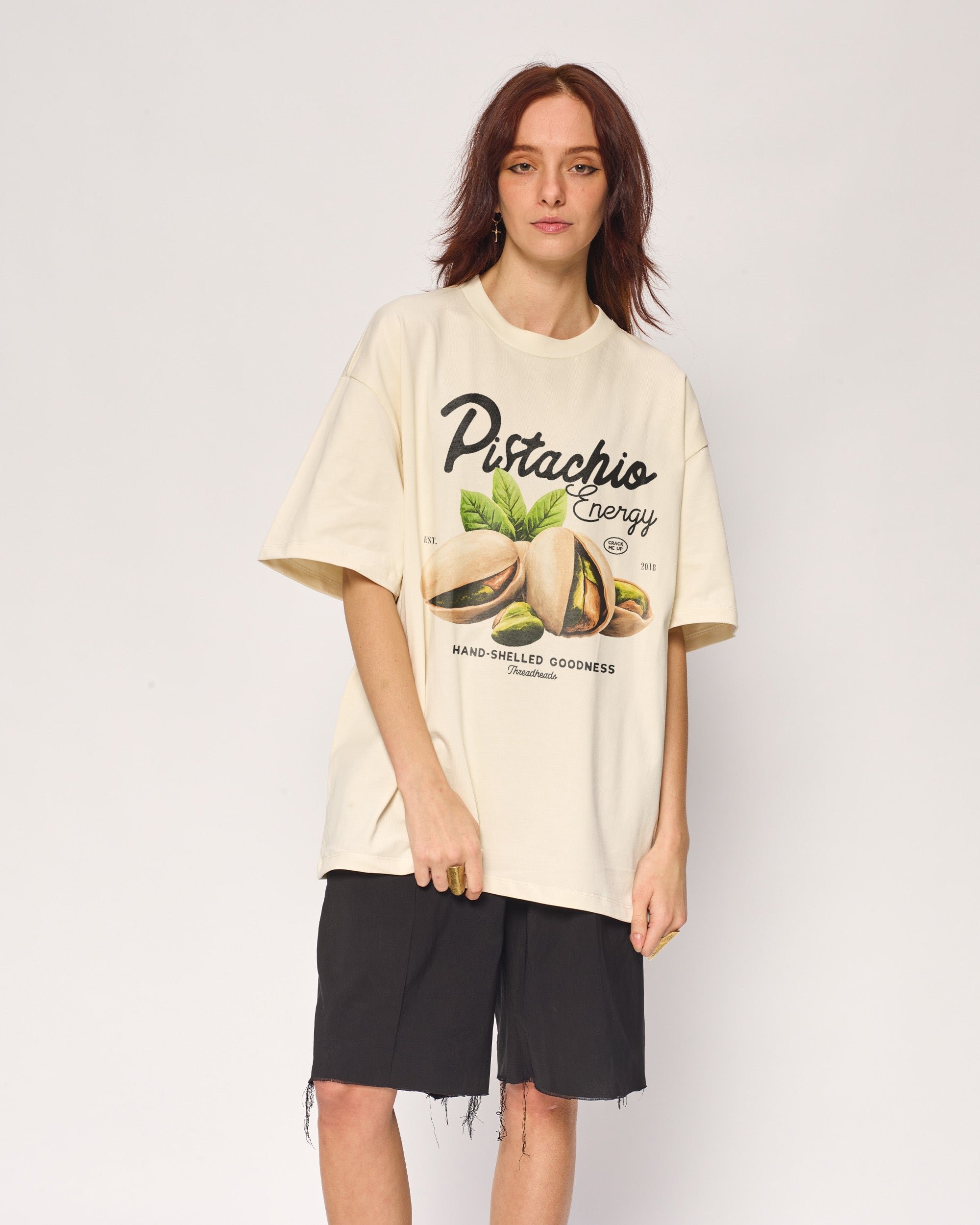 Pistachio Energy Oversized Graphic Tee - Threadheads 100% Combed Cotton Unisex