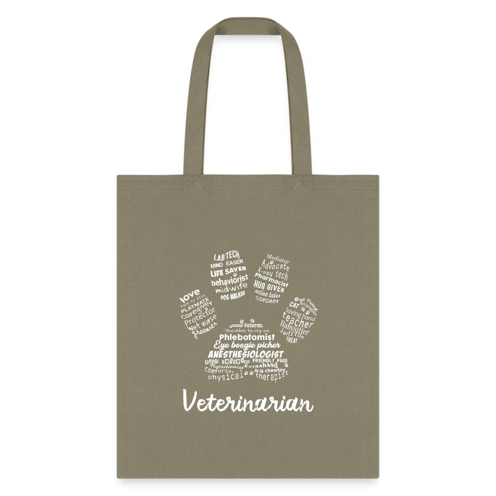 Veterinarian Pawprint Cotton Tote Bag - Vet Tech Student Receptionist Gift
