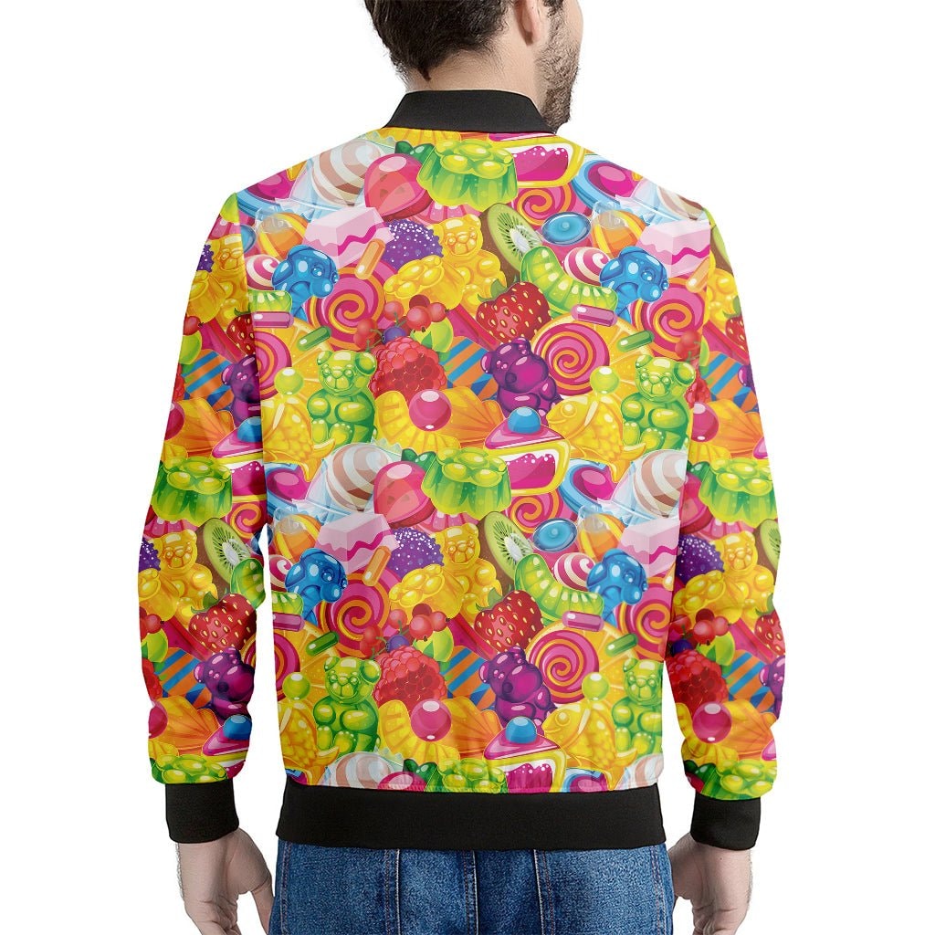 Candy And Jelly Pattern Print Men's Bomber Jacket - Premium Polyester Blend