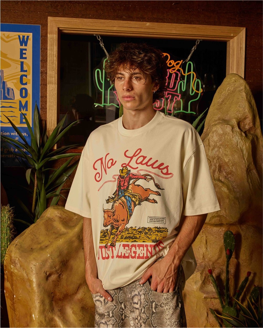 No Laws Oversized Graphic Tee - Unisex 90s Boxy Fit Heavyweight 100% Combed Cotton