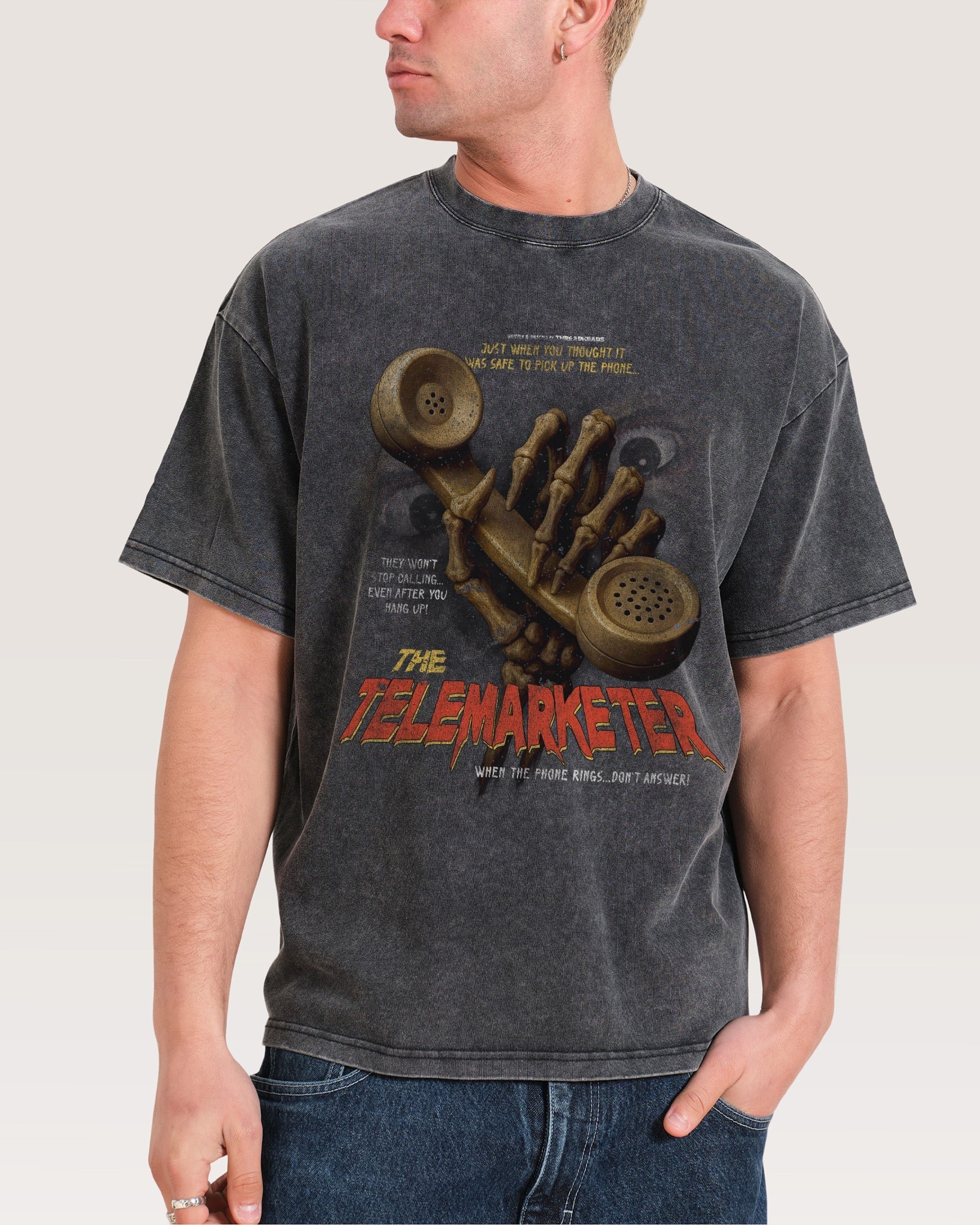 Threadheads Telemarketer Oversized Graphic Tee - 90s Boxy Fit Unisex Cotton T-Shirt