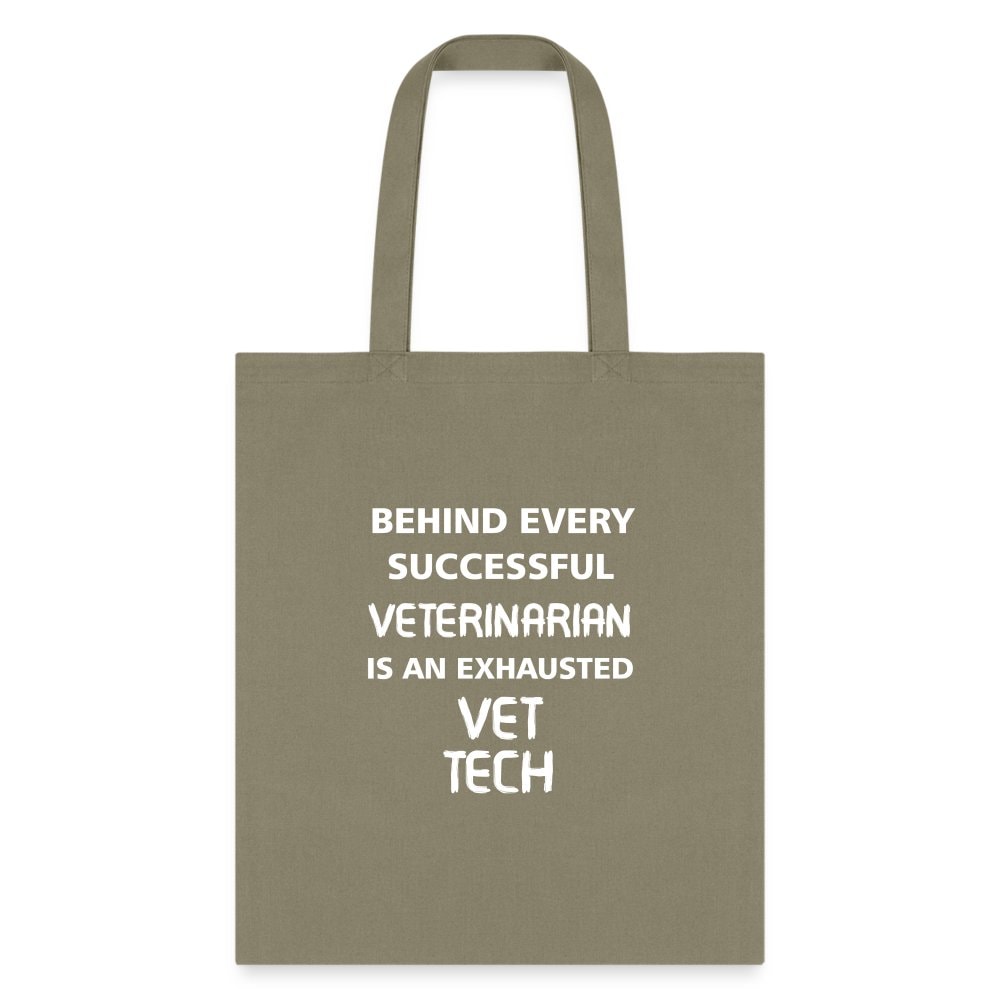 Vet Tech Exhausted Cotton Tote Bag - Humorous Veterinary Graphic Print