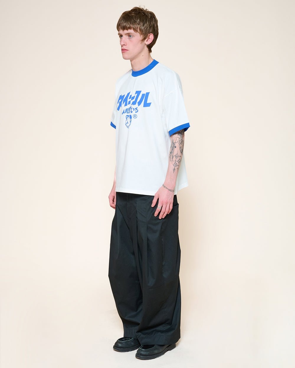 Logo JP Ringer Tee - 100% Combed Cotton Boxy Oversized Unisex T-Shirt