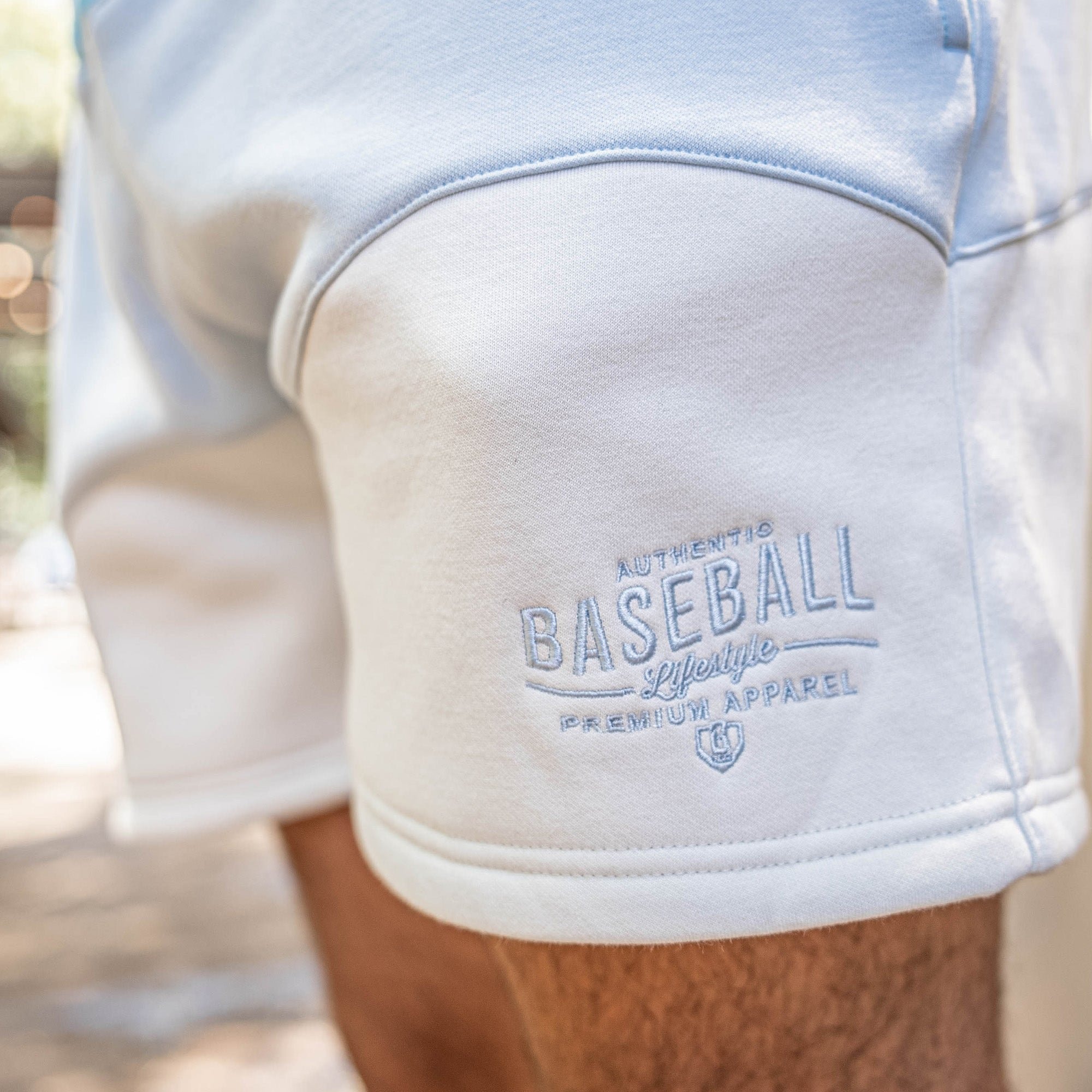 BSBL Wave Youth Sweatshorts Light Blue - Polyester Cotton Baseball Shorts