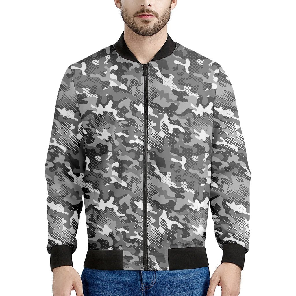 Camouflage Dazzle Pattern Print Men's Bomber Jacket - Premium Polyester