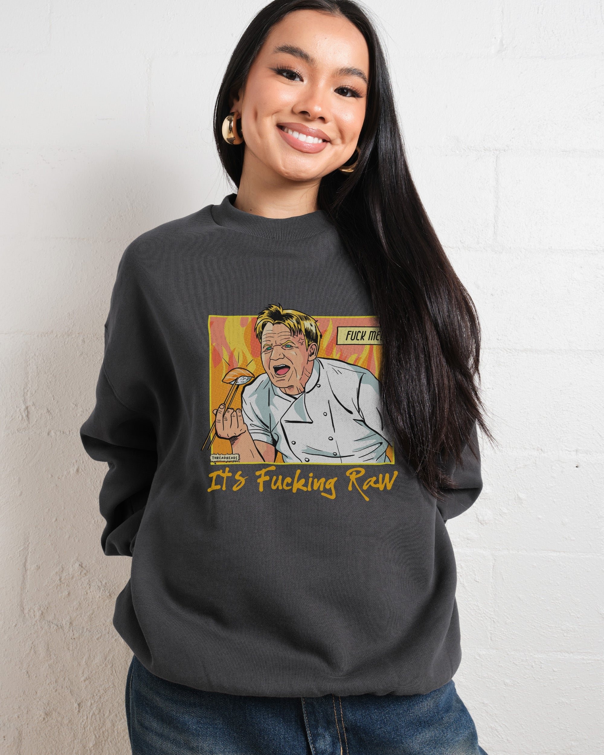 It's Raw! Unisex Graphic Sweatshirt by Threadheads - 340gsm Cotton-Poly Blend