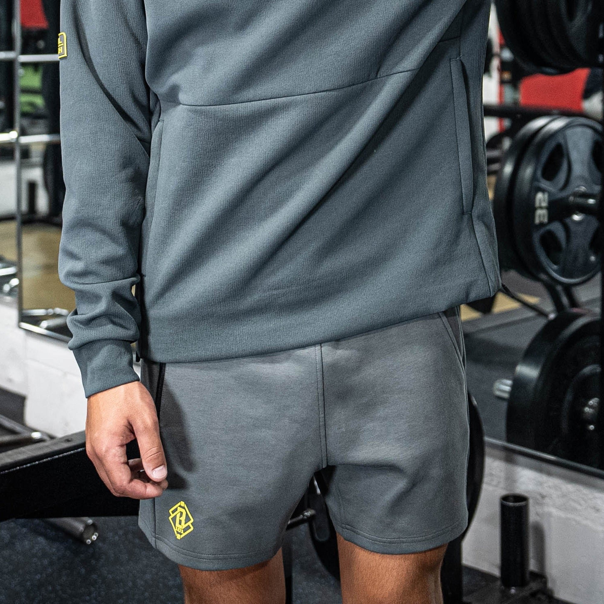 Diamond Relaxed Fit Youth Sweatshorts Gray/Yellow - 79% Cotton