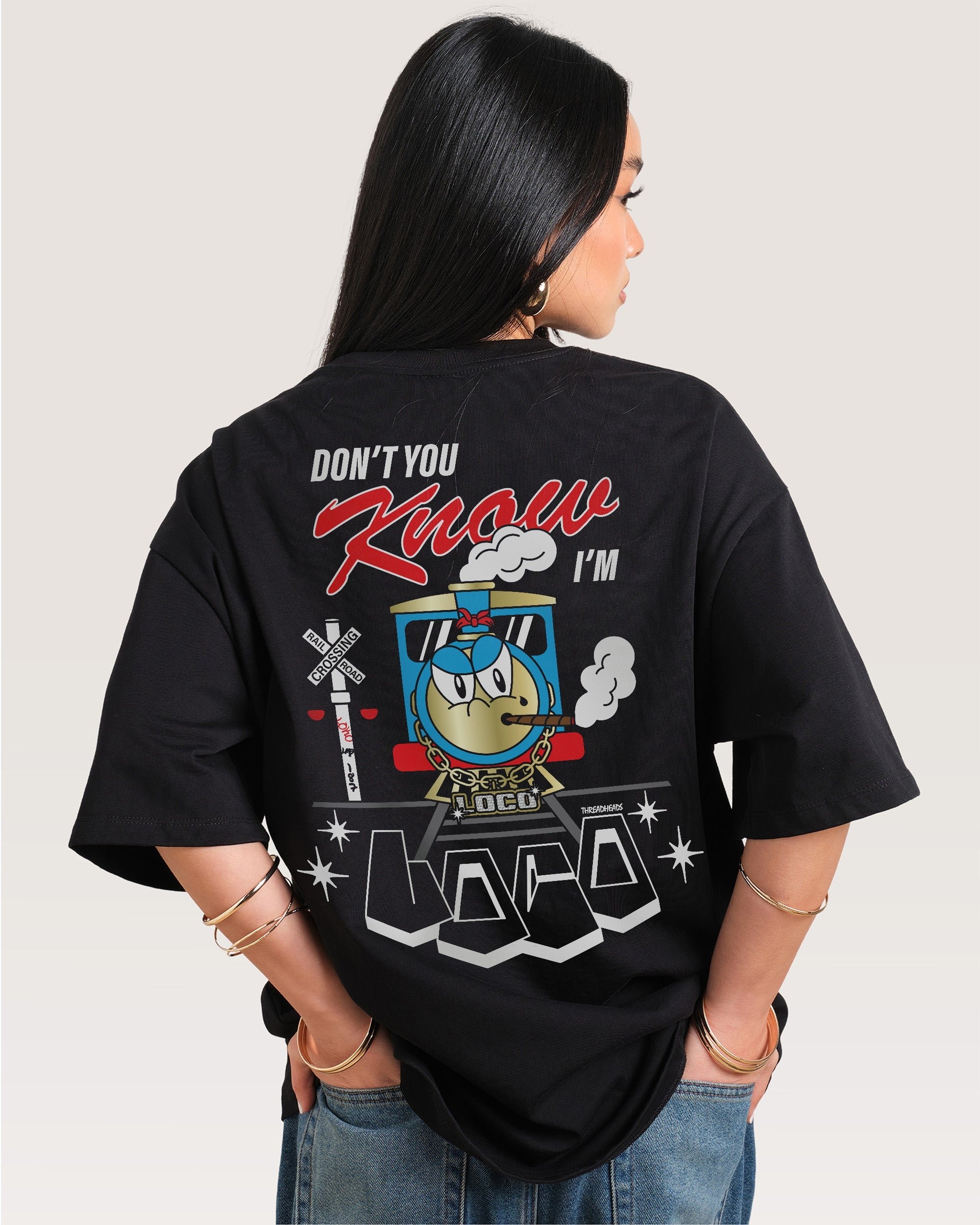 Loco Oversized Tee by Threadheads - Premium 100% Combed Cotton Graphic T-Shirt Unisex
